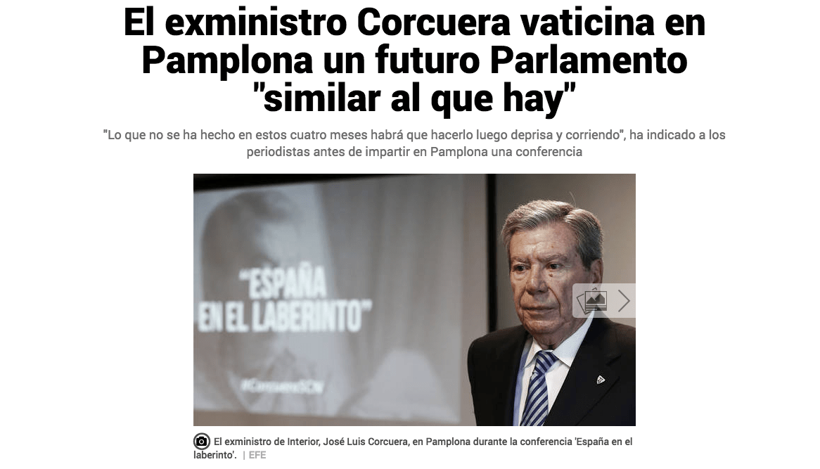 Corcuera vaticina en Pamplona un futuro Parlamento «similar al que hay»