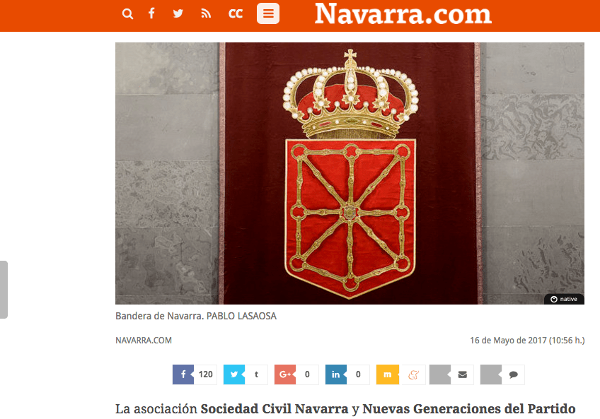 Más de defensores de la bandera de Navarra: Sociedad Civil se suma a la manifestación del 3 de junio