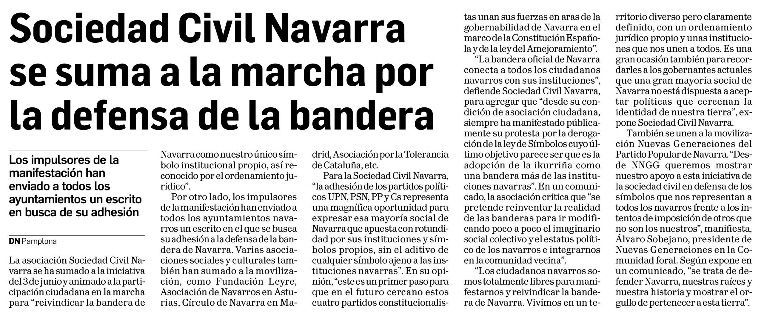Sociedad Civil Navarra se suma a la marcha por la defensa de la bandera