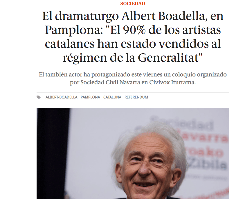 «El 90% de los artistas catalanes han estado vendidos al régimen de la Generalitat»
