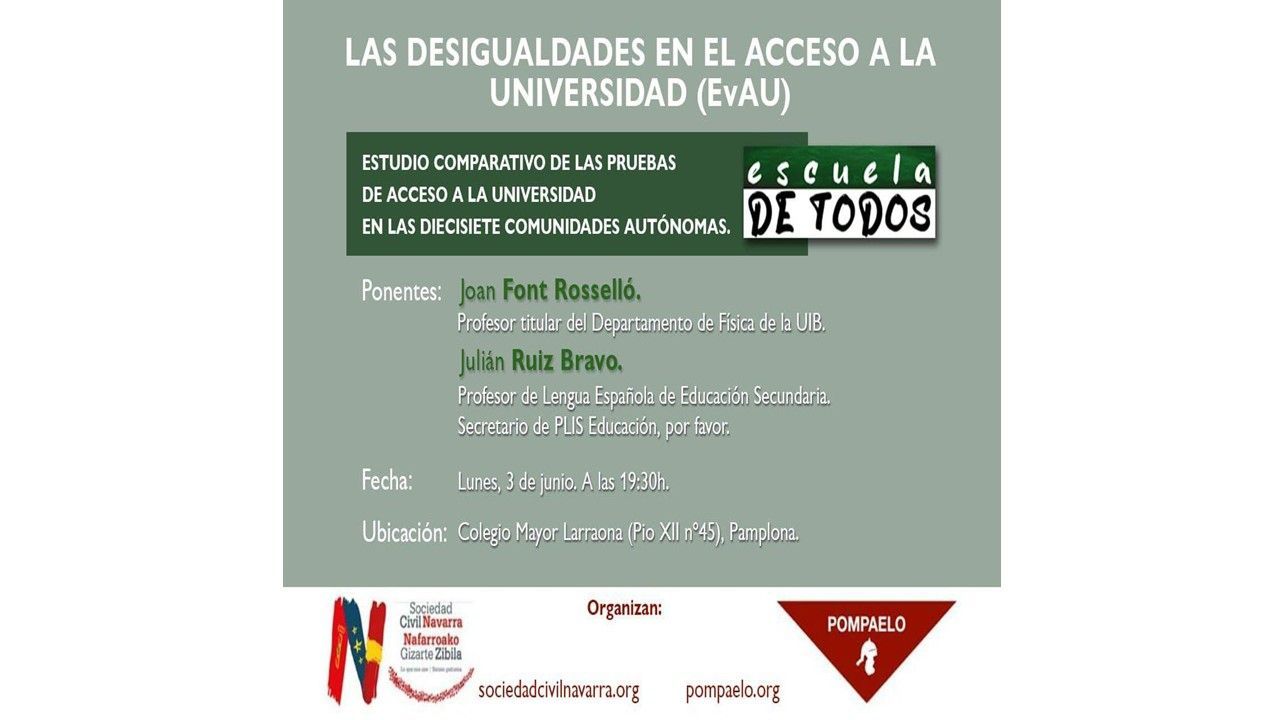3-J: Conferencia sobre las desigualdades en el examen de acceso a la universidad (EBAU o EvAU)