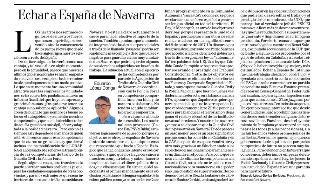 Artículo DN: Echar a España de Navarra