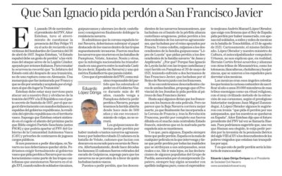 Artículo DN: «Que San Ignacio pida perdón a San Francisco Javier»